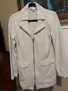 CAbi Light Gray Zip-Front Trench Coat